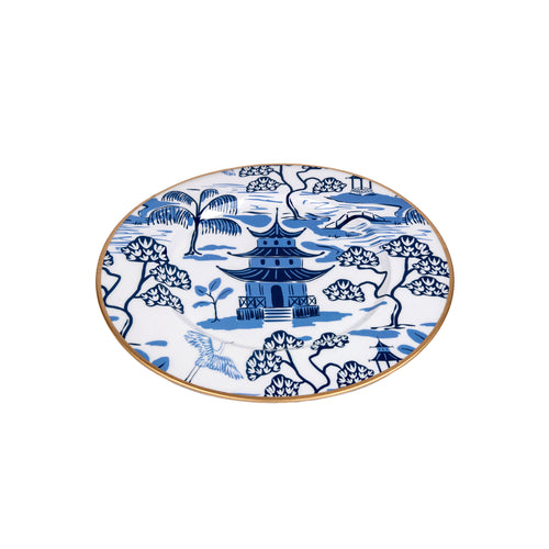 Kyoto Pagoda Dessert Plate (4pk) - White & Blue