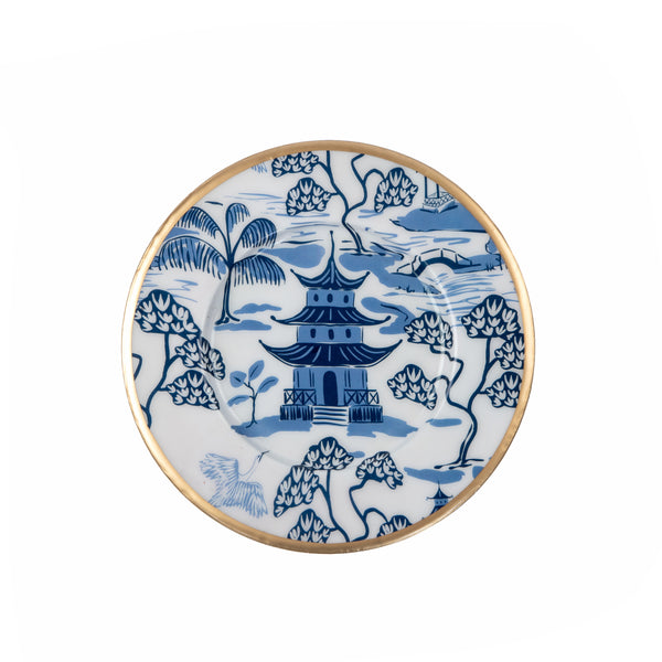 Kyoto Pagoda Enameled Charger (4pk) - White & Blue