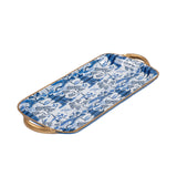 Kyoto Pagoda Enameled Sasha Tray - White & Blue