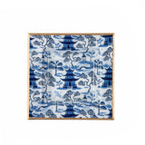 Kyoto Pagoda Enameled Tori Trinket Tray - White & Blue