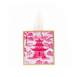 Kyoto Pagoda Enameled Tissue Box Cover - White & Pink