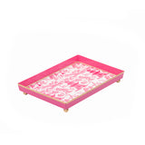 Kyoto Pagoda Enameled Oliver Tray 8x12 - White & Pink