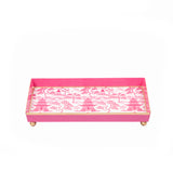 Kyoto Pagoda Enameled Oliver Tray 8x12 - White & Pink