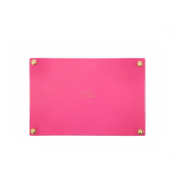 Kyoto Pagoda Enameled Oliver Tray 8x12 - White & Pink