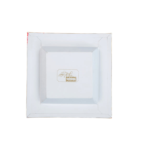 Kyoto Pagoda Enameled Tori Trinket Tray - White & Red