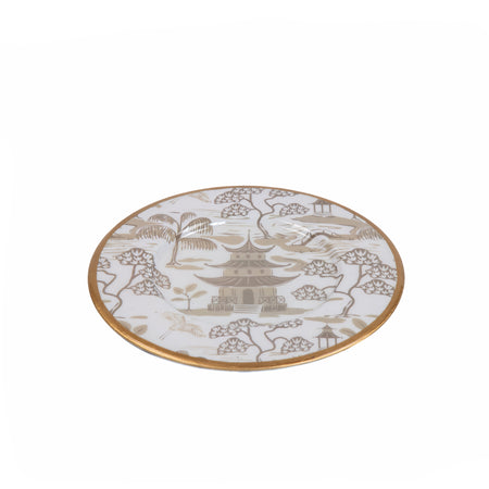 Kyoto Pagoda Enameled Sasha Tray - White & Blue