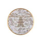 Kyoto Pagoda Dessert Plate (4pk) - White & Taupe