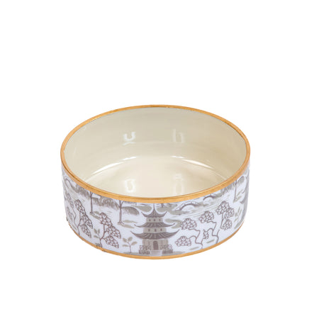 Kyoto Pagoda Pet Bowl - White & Blue