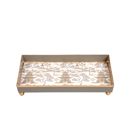 Woven Enameled Jaye Tray - Beige