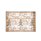 Kyoto Pagoda Enameled Oliver Tray 8x12 - White & Taupe