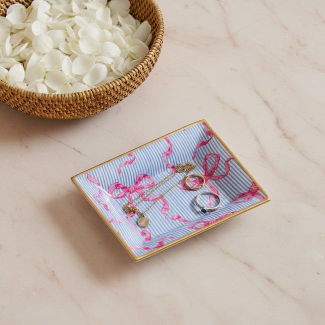 Ribbons of Hope Enameled Landry Tray - Blue