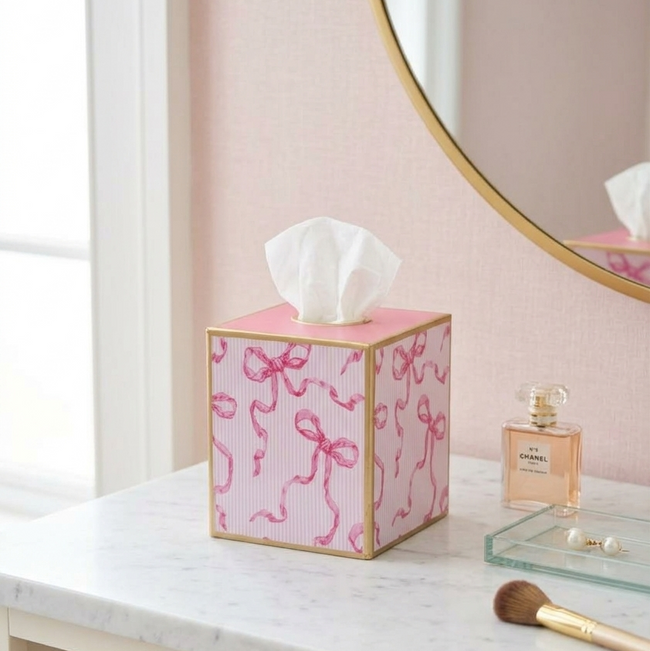 Ribbons of Hope Enameled Tissue Box Cover