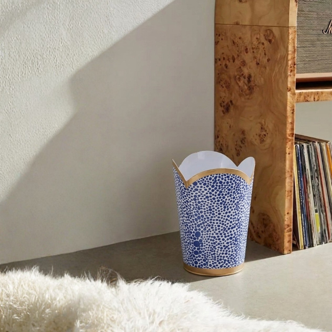 Shagreen Enameled Tulip Wastebasket