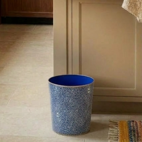 Shagreen Enameled Oval Wastebasket