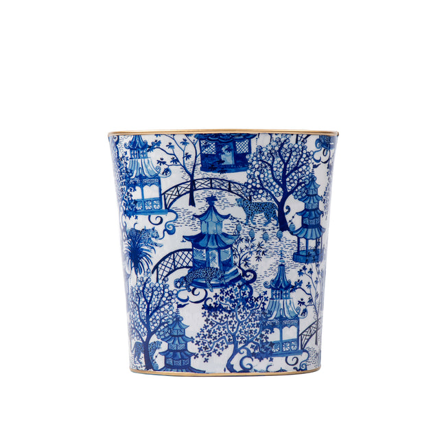 Garden Party Enameled Large Oval Wastebasket