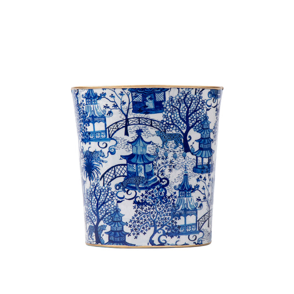 Garden Party Enameled Large Oval Wastebasket