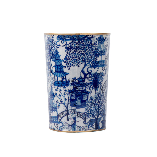 Garden Party Enameled Large Oval Wastebasket