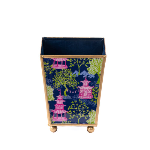 Garden Party Enameled Square Cachepot Planter