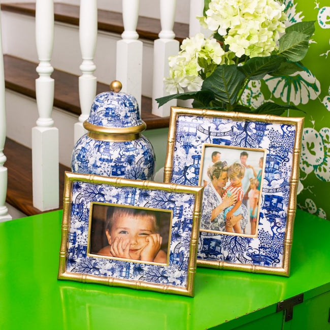 Garden Party Blue Bamboo Frame