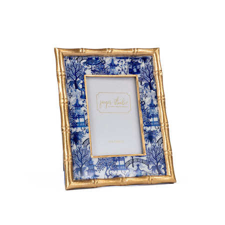 Palm Enameled Tori Trinket Tray - White & Blue