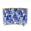 Garden Party Blue & White Enameled Quatrefoil Cachepot