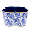 Garden Party Blue & White Enameled Quatrefoil Cachepot