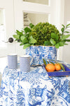 Garden Party Blue & White Enameled Quatrefoil Cachepot