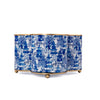 Garden Party Blue & White Enameled Quatrefoil Cachepot