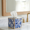 Garden Party Blue Enameled Tissue Box Cover
