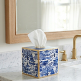 Garden Party Blue Enameled Tissue Box Cover