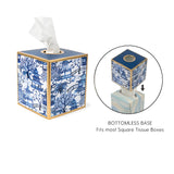 Garden Party Blue Enameled Tissue Box Cover