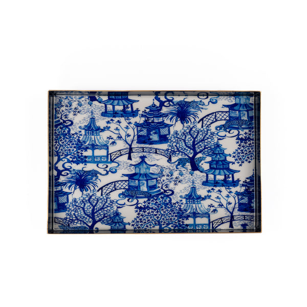 Garden Party Enameled Oliver Tray 8x12 - Blue