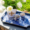 Garden Party White & Blue Enameled Jaye Tray