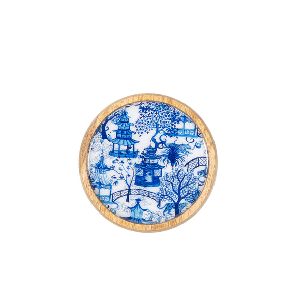 Garden Party Wooden Coasters Set - Mango Wood & Enamel | Set of 4