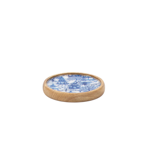Garden Party Wooden Coasters Set - Mango Wood & Enamel | Set of 4