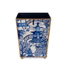 Garden Party White & Blue Enameled Square Wastebasket