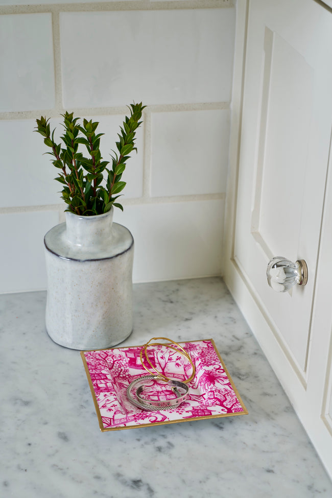 Garden Party Enameled Landry Tray - White & Pink