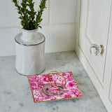 Garden Party Enameled Tori Trinket Tray - White & Pink