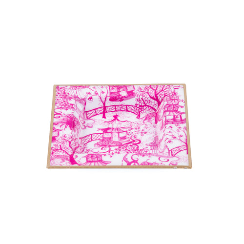 Garden Party Enameled Tori Trinket Tray - White & Pink