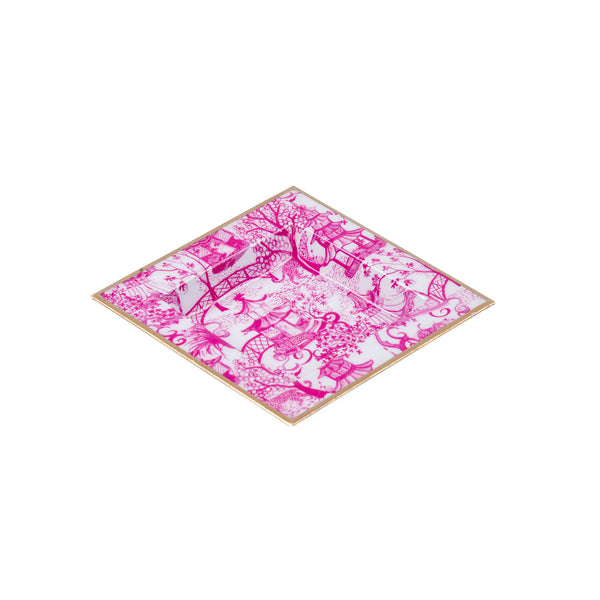 Garden Party Enameled Tori Trinket Tray - White & Pink