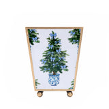 Blue Bow Christmas Enameled Square Cachepot Planter 6