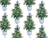 Blue Bow Christmas Enameled Square Cachepot Planter 6