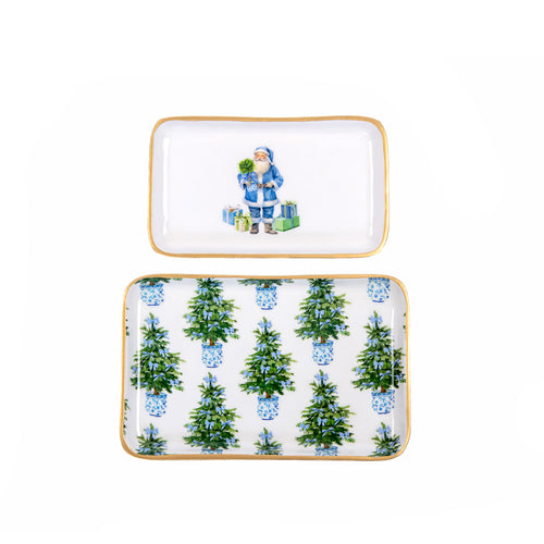 Blue Bow Christmas Rowan Tray Set