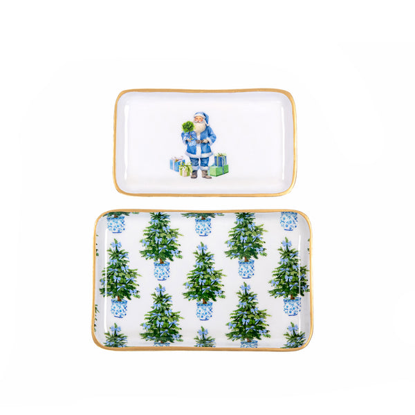 Blue Bow Christmas Rowan Tray Set