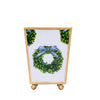 Wreath Enameled Square Cachepot Planter 4