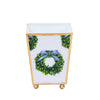 Wreath Enameled Square Cachepot Planter 4