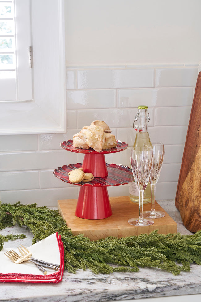 Tartan Plaid Cake Stand Set (2pk)