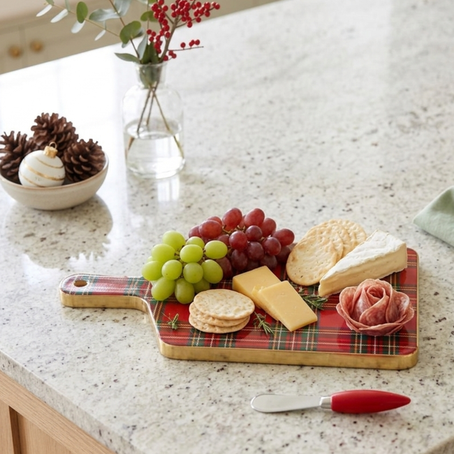 Tartan Plaid Enameled Rectangular Charcuterie Board 6x10