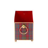 Tartan Plaid Enameled Rectangular Cachepot Planter 6x12
