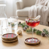 Tartan Plaid Coaster Set - Mango Wood & Enamel | Set of 4